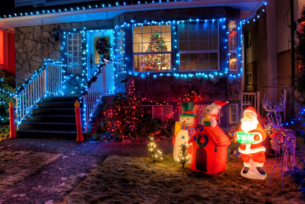 christmas decoration with colorful bulbs